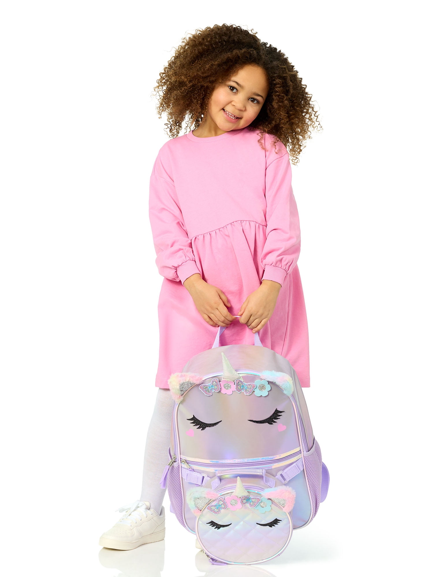 Wonder Nation Girl's 17" Unicorn Backpack & Lunch Box Set, Lavender