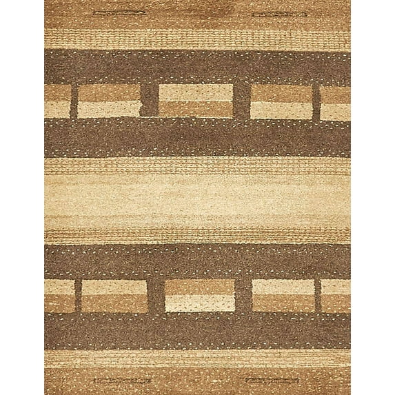 Ahgly Company Machine Washable Indoor Rectangle Abstract Light Brown Area Rugs, 8' x 12'