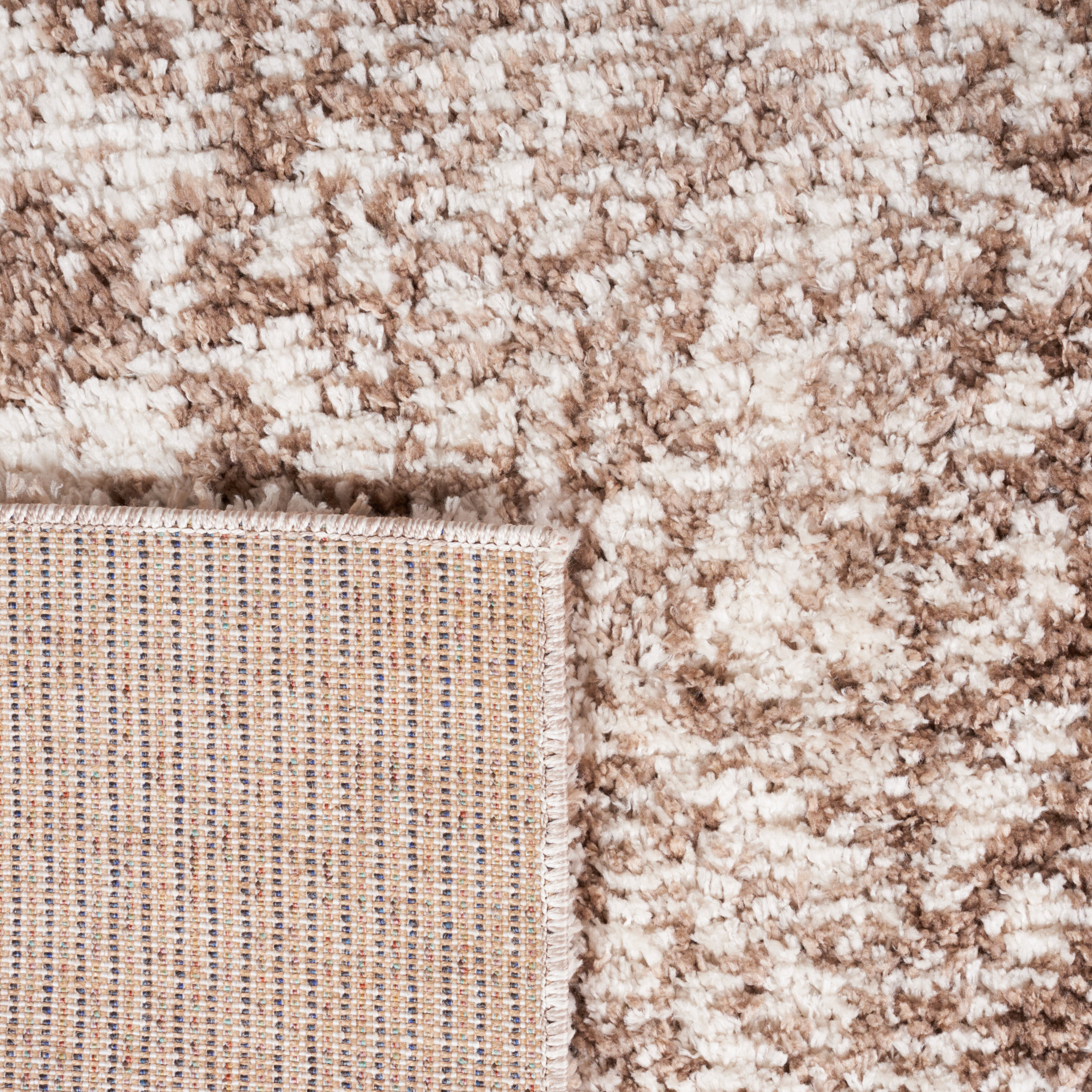 SAFAVIEH Jericho Lalia Aztec Polyester Shag Area Rug, Taupe/Ivory, 8' x 10'