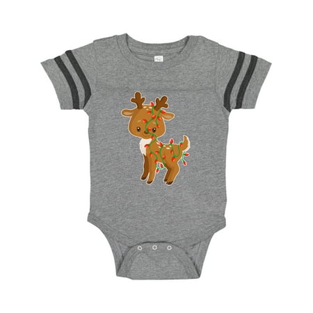 

Inktastic Cute Reindeer with Christmas Lights Gift Baby Boy or Baby Girl Bodysuit