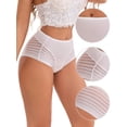thumbnail image 3 of DARING DIVA Women's High Waisted Tummy Control Lace Mesh Underwear Briefs XXL White, 3 of 6