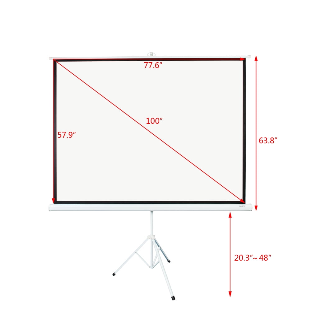 80 Diagonal / 70 x 39 / Triangle Stand Safstar Portable Tripod Floor Stand Manual Pull up Home Theater Office Presentation Projection Screen 