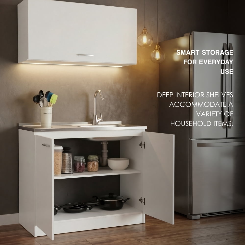 TUHOME Napoles 39" Utility Sink with Cabinet, Stainless Steel Laundry Sink