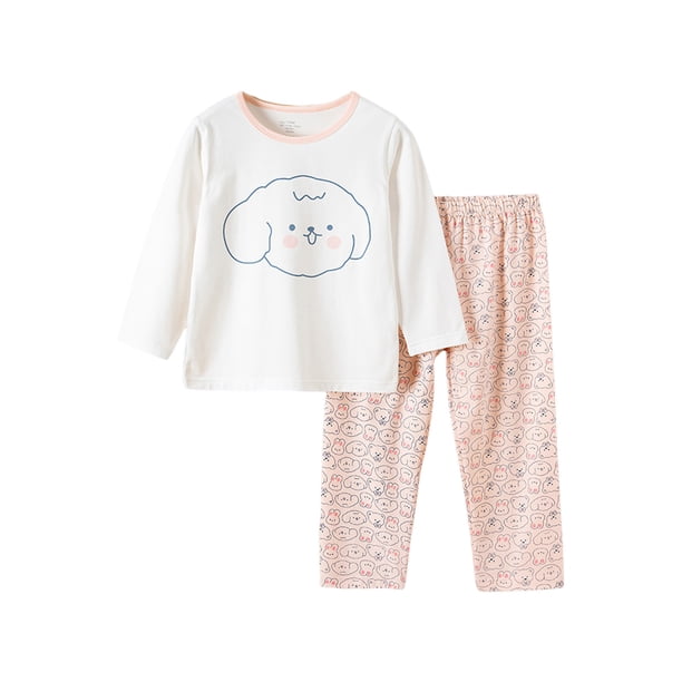 Gibobby Conjunto de leggings para bebés y niñas Pijamas para bebés y niñas pequeñas, estampados de animados para niños pequeños, ropa de dormir para niños(Blanco, 8-9 Años)