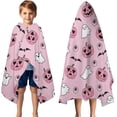 thumbnail image 3 of Halloween Pink Ghosts and Heart Pumpkins Hooded Bath Towel，50"x30" for Ages 3 To 12 Kids, Quick Dry Lightweight Soft Microfiber Hood Beach Towel Cover Up for Kids, 3 of 7