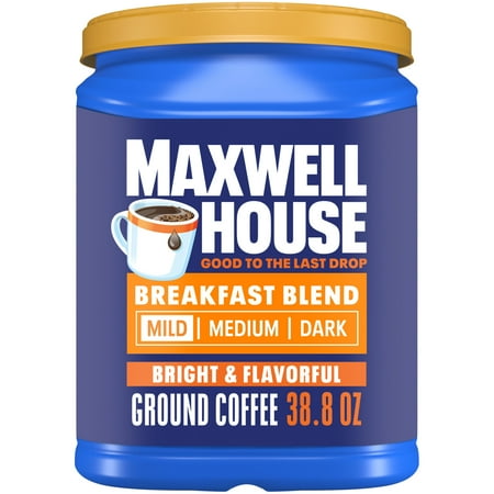 (19/02/2027)Maxwell House Breakfast Blend Mild Roast Ground Coffee 38.8 oz Canister