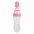 thumbnail image 1 of 90ml Silicone Baby Bottle for Babies and Toddlers with Spoon, Contains Fresh Cereal (Pink), 1 of 4