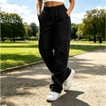 thumbnail image 2 of Admvng Womens Cargo Pants Elastic Waistband Comfortable Casual Hiking Work Pants, 2 of 9