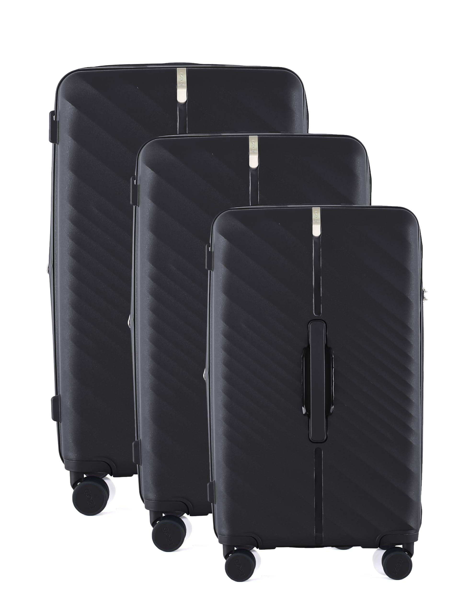 IZOD Gail Polycarbonate Luggage Set - 360-Degree Dual Spinning Wheels - Water-Resistant Nylon Zippers - Mounted Combination Lock - Combo Lock 28", 24", 20" - 3 Piece Luggage Set (Black)