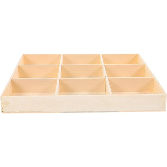 FYBTOF Small Wooden Box Tea Storage Organizer Wooden Trinket Tray Appetizer Dish Tea Bag bin Jewelry Organizer Tray Key Holder sectioned Serving Tray Relish Tray Dressing Table Ring Frame-3924