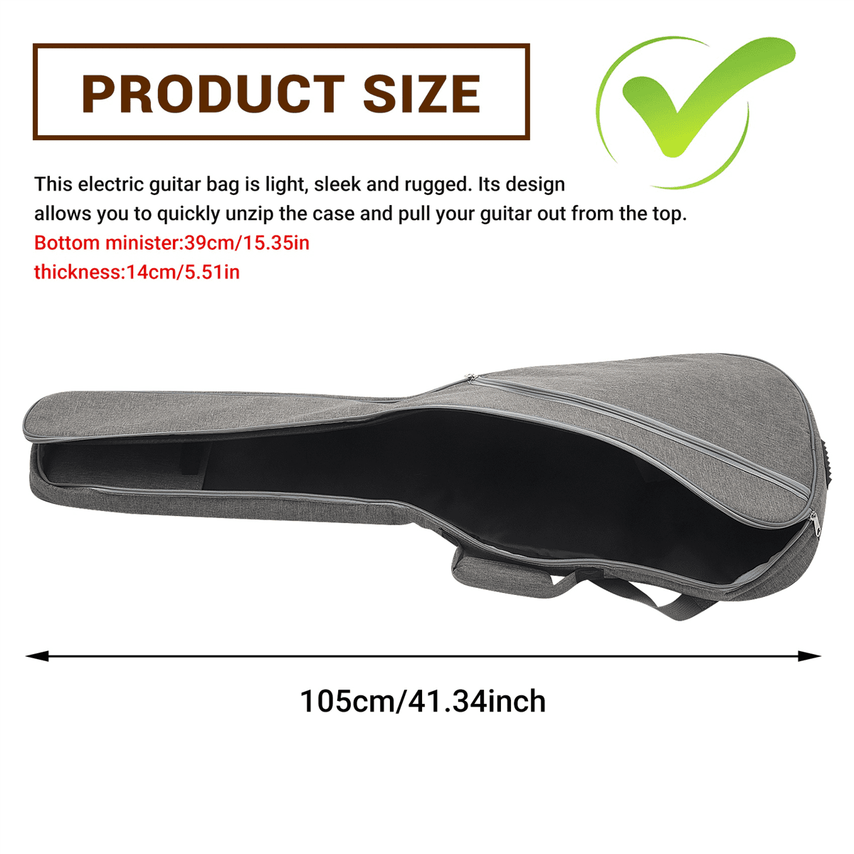 Electric Guitar Gig Bag 12MM Padding Dual Adjustable Shoulder for Electric Guitar Bass Guitar Classical Guitar and More,1 x guitar bag,Gray & Blue