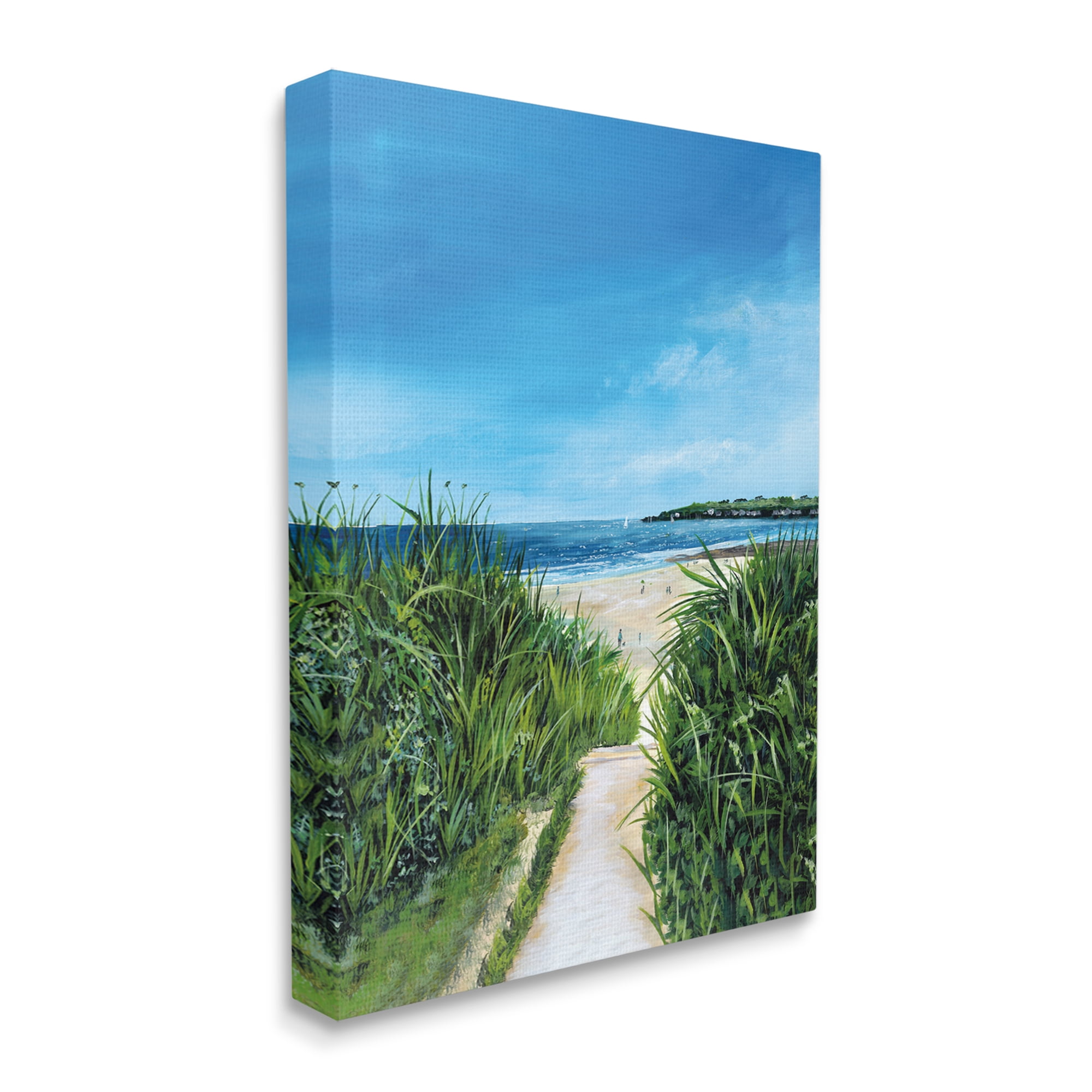 Stupell Industries Sandy Beach Path Scene Nature Painting Gallery Wrapped Canvas Print Wall Art, 36 x 48