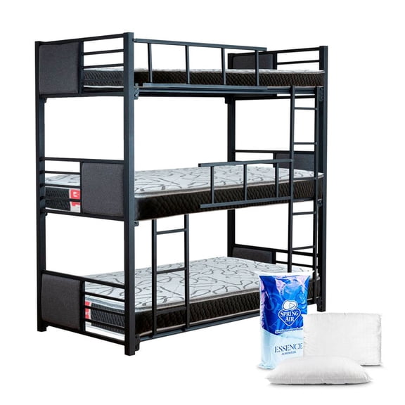 Litera Ind-Ind-Ind Sandra + 3 Colchones Starlight Individual + Almohadas Peach Feel