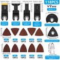 thumbnail image 2 of 118Pcs Oscillating Saw Blades Set High-Carbon Steel Oscillating Multitool Blade  Semi-Circle and Straight Saw Blades Multifunctional Titanium Plated Saw Blades for Wood, 2 of 8