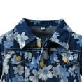 thumbnail image 7 of Karoyedx Jackets for Toddlers Toddler Baby Girl Jacket Floral Print Jean Long Sleeve Cardigan Button Denim Coat Dark Blue Size,12-18 Months, 7 of 7