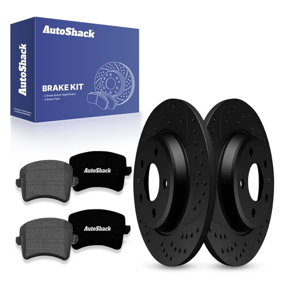 AutoShack Rear Brake Kit Replacement for Audi Q5 A4 allroad A4 Quattro A5 Quattro V6 Drilled & Slotted Black Coated Disc Brake Rotors Ceramic Brakes Pads 11.8" (299.9 mm) NightGuard BRK020355728