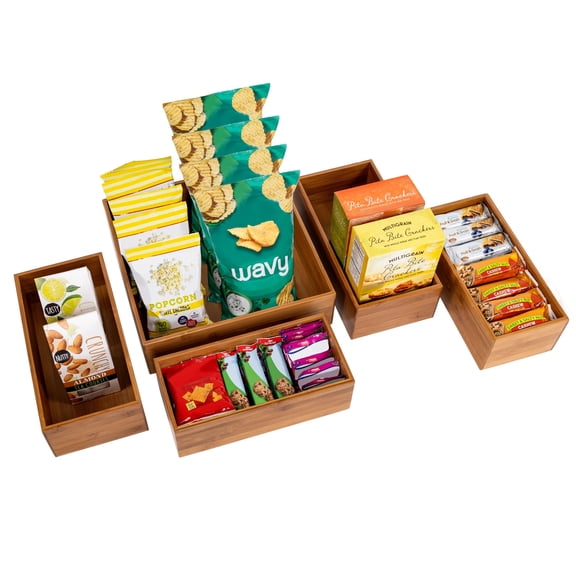Seville Classics 5-Piece Bamboo Organizer Bin Set