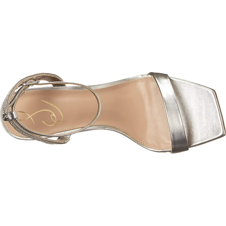 Sam Edelman Ophelia Soft Silver Open Toe Ankle Strap Stiletto