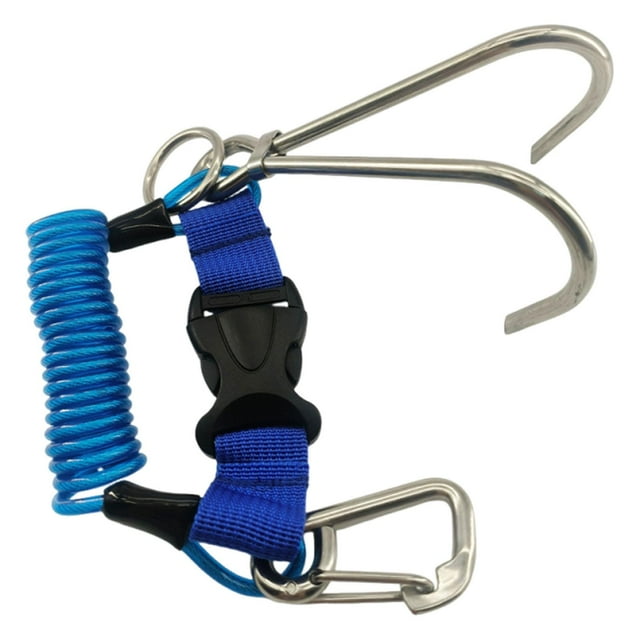 DYNWAVECA Scuba Diving Spring Clip Lanyard Anti Lost for Scuba Diving Underwater Photo blue