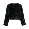 thumbnail image 7 of Taylonsss Womens Sequin Open-Front Crop Cardigan with Long Sleeves and Oversized Bow Back Detail for Party Nights and Special Occasion Wear, 7 of 7