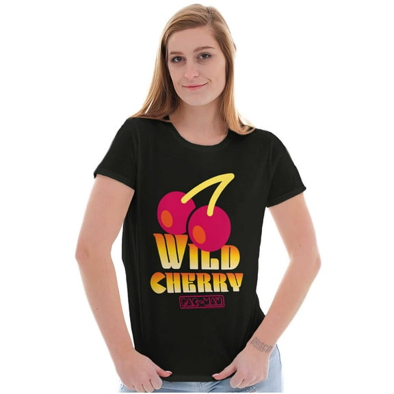 PACMAN Game Wild Cherry Power Up Women's T Shirt Ladies Tee Brisco Brands S