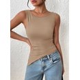 thumbnail image 3 of Remera PRETTYGARDEN 2025 Mujer Sin Mangas Fruncida Caqui Talle S, 3 of 7