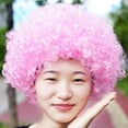 thumbnail image 2 of FYEGRE Afro Wig for Carnival Party Dress Up Funky Wacky Clown Hair with Colorful Fans Accessory Pink One Size, 2 of 3