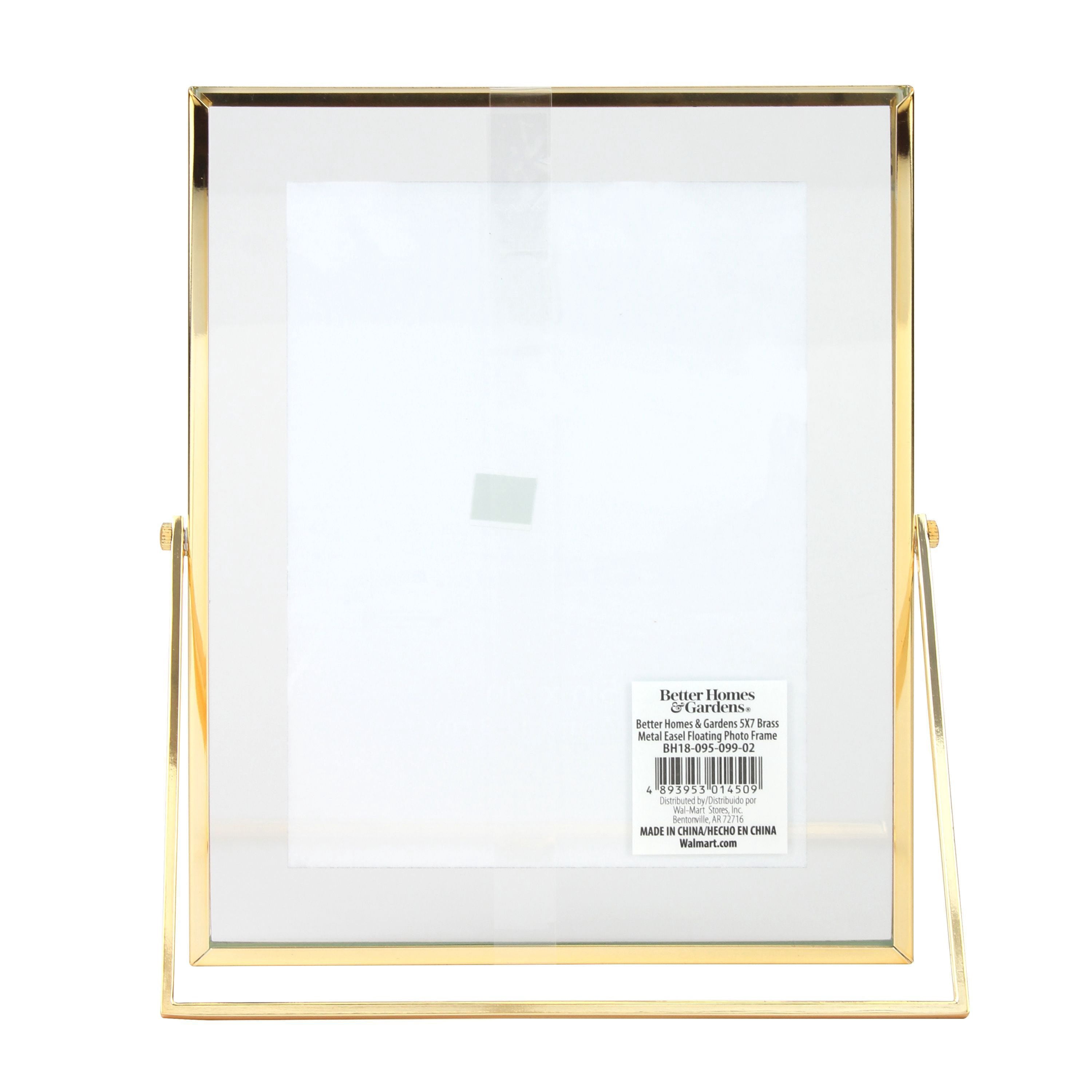 Better Homes & Gardens 5" x 7" Rectangle Metal Tabletop Floating Picture Frame, Gold