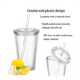thumbnail image 5 of Casewin Reusable Plastic Cups, Double-Walled Transparent Drinking Cup with Straw, Reusable Cups With Lids And Straws For Adults Kids, Suitable for Fruit Juice Coffee (480ML)BPA FREE, 5 of 8