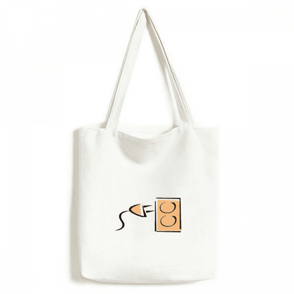 Charging Cable Plug Socket Pattern Tote Canvas Bag Shopping Satchel Casual Handbag