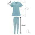 thumbnail image 5 of Scrub Set SPA Scrubs 62cm-86cm Elastic Waist Fashion Top Pants Breathable Soft Working Uniform Workwear Scrubs for Yoga Jogger Doctors Nurse Light Blue Color L, 5 of 10