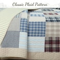 thumbnail image 7 of Cozy Line Home Fashions Cozy Line Tattersall Blue Tan Tartan Plaid Patchwork 3 Piece Quilt Bedding Set King, 7 of 7