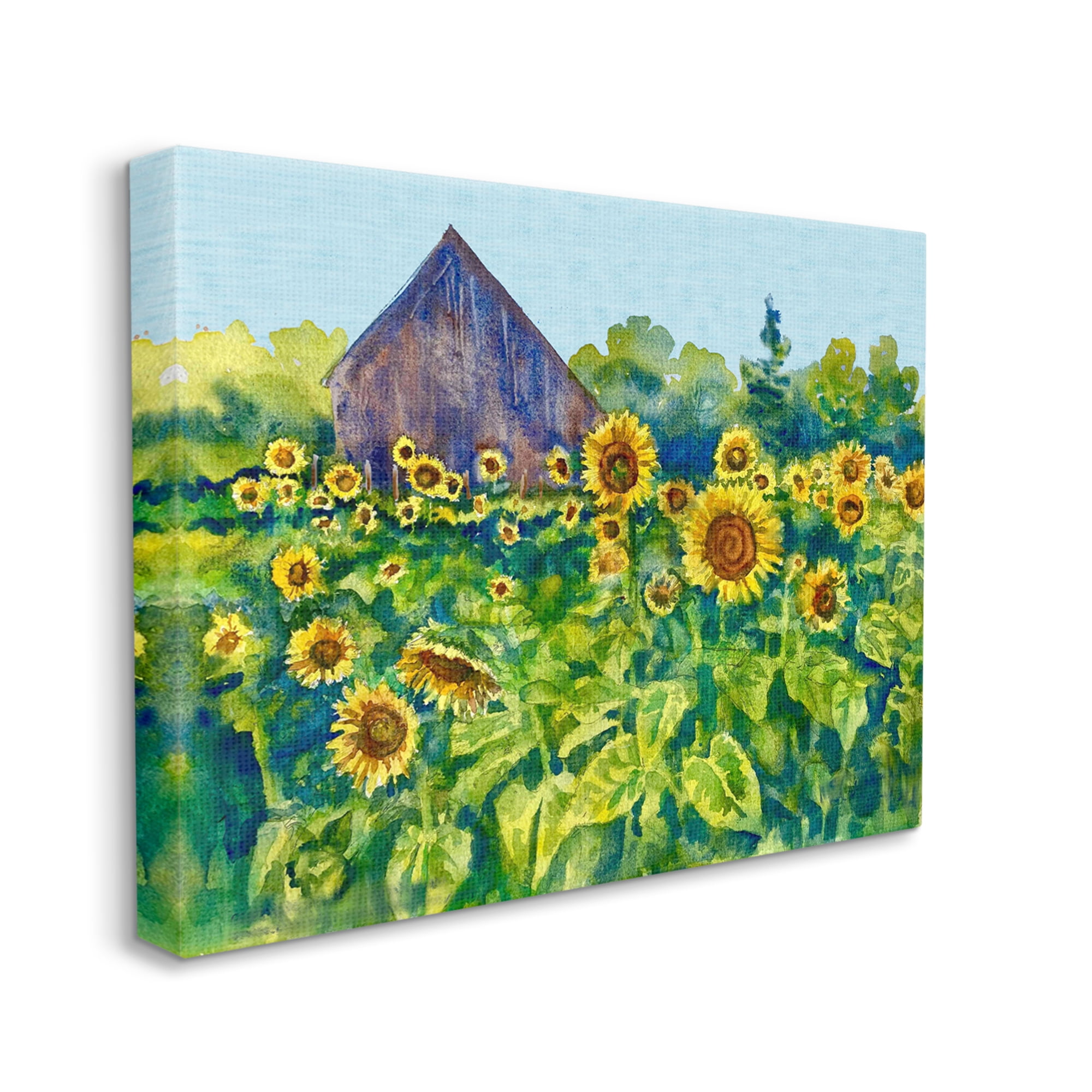 Stupell Industries Sunflower Field Painting Nature Painting Gallery Wrapped Canvas Print Wall Art, 30 x 24