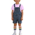 thumbnail image 4 of ATOGUTA Kids Boys Outfits Denim Overalls and Short Sleeve T-shirts with Socks Girls Summer Clothes Size 3T-12, Purple, 4 of 8