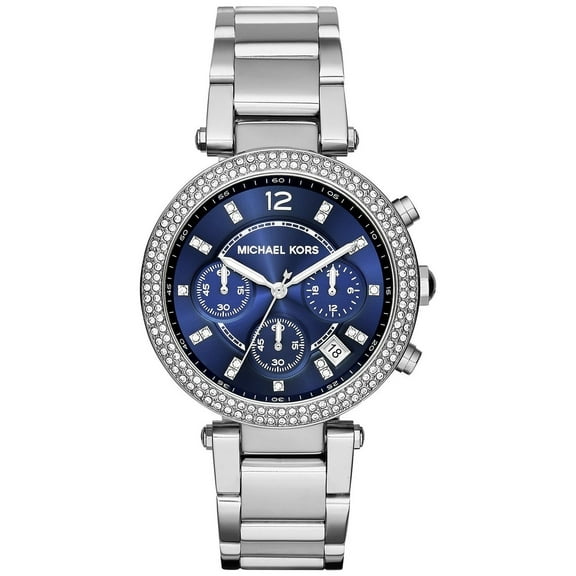 Michael Kors Women's Parker Chronograph Navy Dial Stainless Steel Watch MK6117
