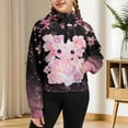 thumbnail image 3 of Chaqlin Cute Axolotl Cherry Blossom Quarter Zip Up Sweatshirts for Kids with Pocket Oversize Plus Size Cozy Sweatshirt for Camping Fishing Weekend Size 13-14, 3 of 7