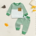thumbnail image 2 of Xudanell 18 Month Boy Clothes Color Block Newborn Boy Outfits Long Sleeved Pants with Pocket Toddler Outfit Breathable 2 Piece Set, 2 of 4