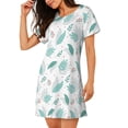 thumbnail image 2 of Sikiie Leaf Print Green Print Women's Short-sleeved Nightdress, Round Neck Pullover Nightdress Pajamas Summer Home Wear, 2 of 6