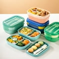 thumbnail image 5 of Bento Box for Adults-1900 ML 3-Layer Stackable Bento Lunch Box with Spoon,Fork,Durable Leakproof Adult Bento Box for Office,Gym,Picnic,Camping,BPA-Free(Green), 5 of 8