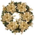 thumbnail image 3 of Christmas Poinsettia Artificial Flowers Christmas Tree Wreaths Garland Decoration 15 Pcs 5.5" Glitter Flowers Picks Decor for Xmas New Year Wedding Party Ornaments Gold A, 3 of 4