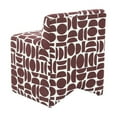 thumbnail image 4 of Maklaine Modern Contemporary Merlot Geometric Jacquard Weave Stool, 4 of 6