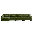 thumbnail image 6 of L Shaped Sectional Cloud Sofa, Convertible Deep 4 Seater Modular Couch for Living Room,Modern Velvet Comfy Upholstered Corner Couch Waist Pillows, Throw Pillows and Blostered Armrests,Olive green 9812, 6 of 12
