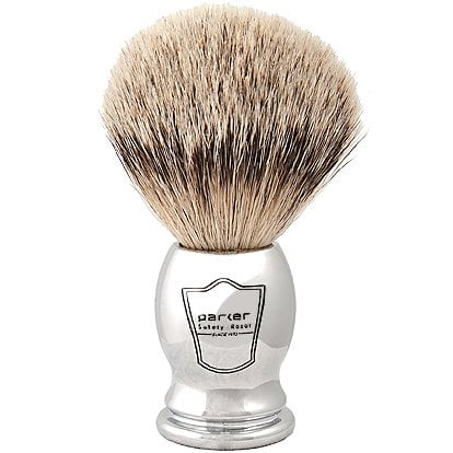 Parker Safety Razor 100% Silvertip Badger Bristle Shaving Brush (Chrome Handle) and Free Shaving Brush