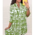 thumbnail image 1 of Generic 2025 Summer New Women's Shirt Seaside Vacation Digital Positioning Floral Print Mid-Length Sleeves Dress, 1 of 1