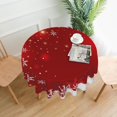 thumbnail image 2 of Merry Christmas Tablecloth 70x70 Inch Round Winter Red White Snowflakes Table Cloth Dust-Proof Wrinkle Resistant Rustic Tablecloth for Holiday Party Dining, 2 of 5
