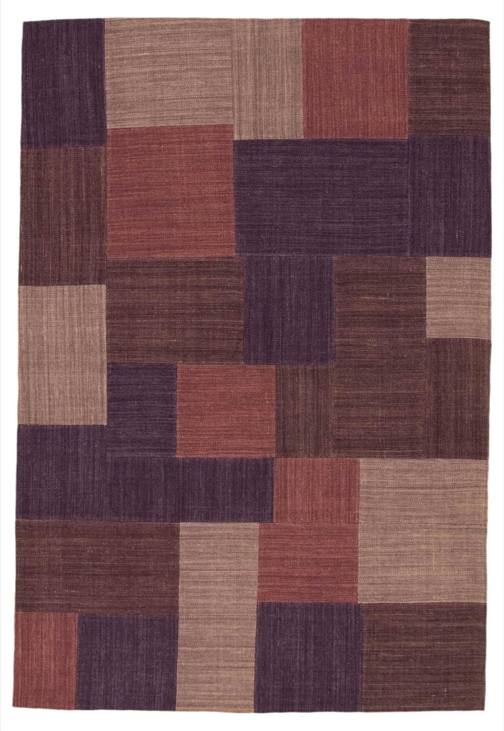 ECARPETGALLERY 5'3" x 7'10" Flat-weaves & Kilims Moldovia Patch Hand Made Area Rug for Living Room, Dining Room and Bedroom in Brown