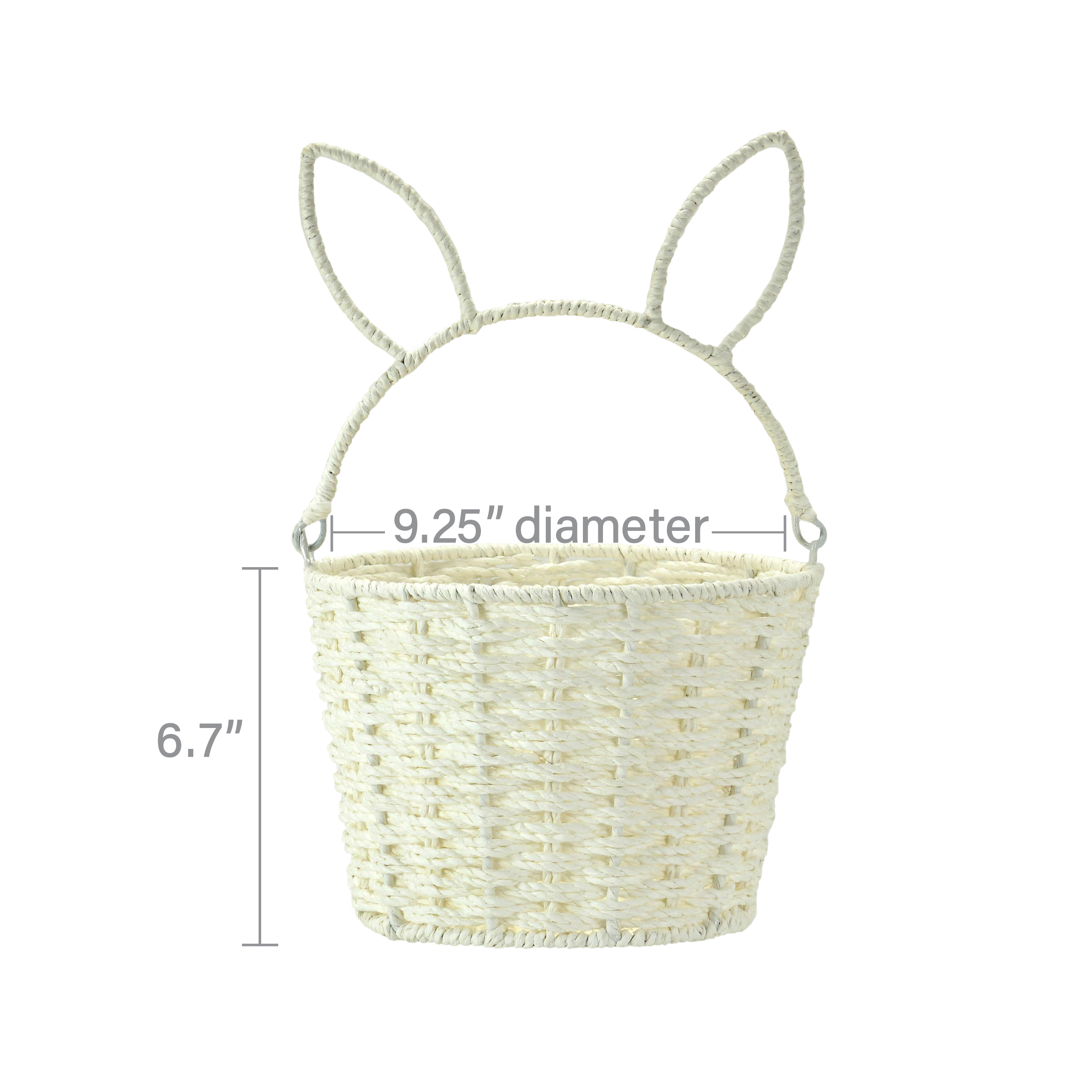 Way to Celebrate Medium Round White Paper Rope Easter Basket with Bunny Handle - image 4 of 11