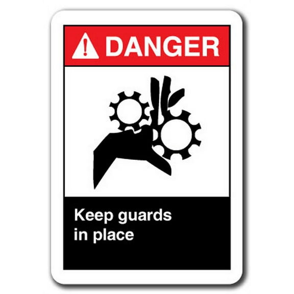 Danger Sign - Keep Guards In Place 7"x10" Plastic Safety Sign ansi osha