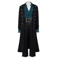 thumbnail image 4 of Hulanddfd Mens Coat Gothic Long Trench Coat, Stand Collar Double Breasted Outerwear with Silver Buttons, Vintage Wear, 4 of 9