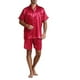thumbnail image 4 of SAYOO Traje de pijama para hombres, chaqueta de boton de manga corta de color solido + pantalones cortos SAYOO  moda, 4 of 5